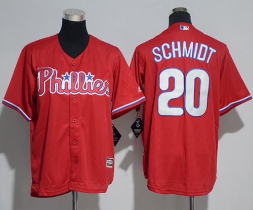 Phillies #20 Mike Schmidt Red Cool Base Stitched Youth MLB Jersey - Click Image to Close